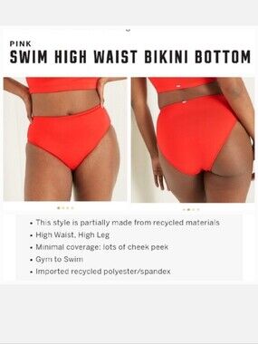 Victoria's secret pink swim high waist bikini bottom RED MEDIUM